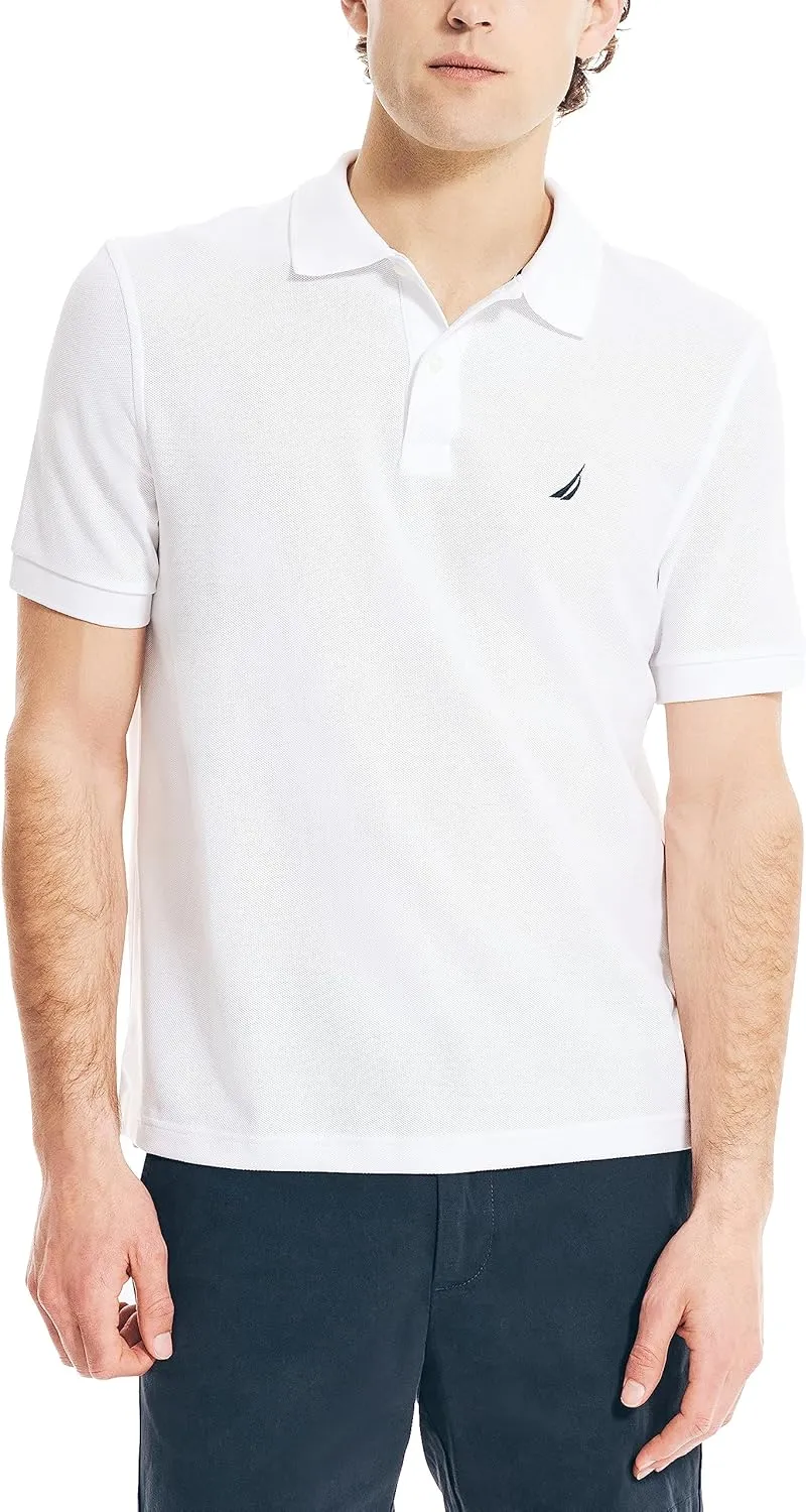 Nautica Men's Classic Short Sleeve Solid Performance Deck Polo Shirt