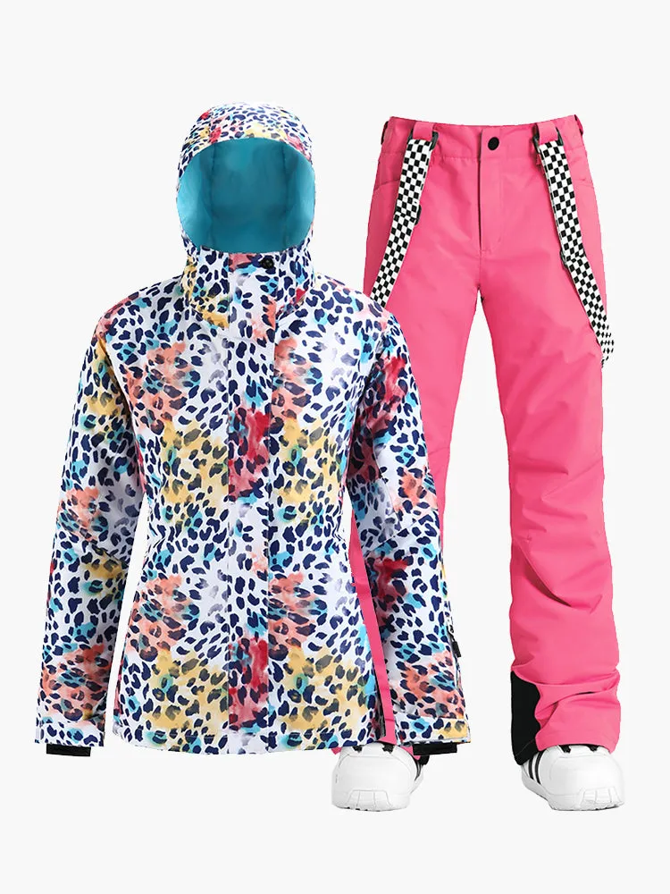New winter women's snow suit warm quilted waterproof and windproof thickened single and double board ski suit