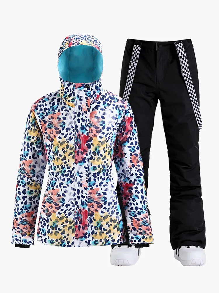 New winter women's snow suit warm quilted waterproof and windproof thickened single and double board ski suit