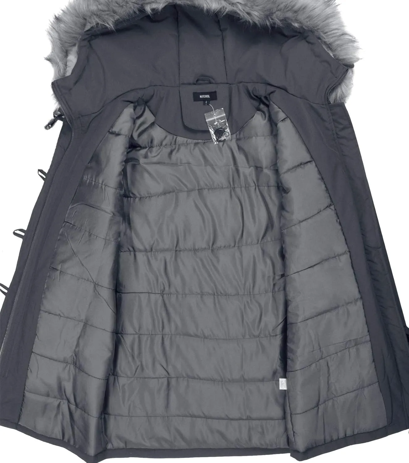 NUTEXROL Women's Heavy Thicken Puffer Down Warm Parka Padded Winter Hooded Insulated Jacket Overcoat with Faux Fur Hood
