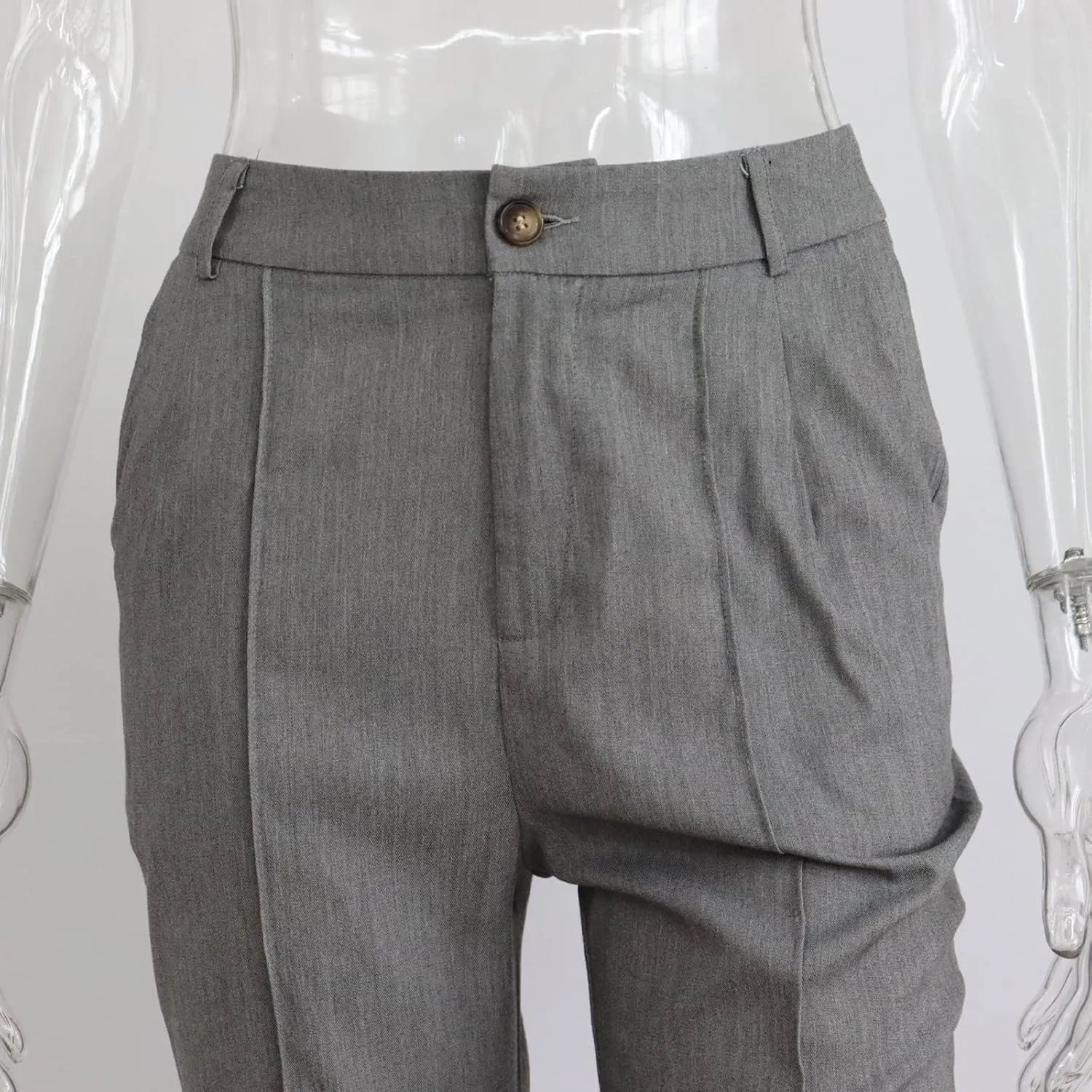 Office Flare Pants for Women Classic Formal Solid Ribbed Wide Leg High Waist Trousers Fashion Curvy Work Dressy Bootcut Pants