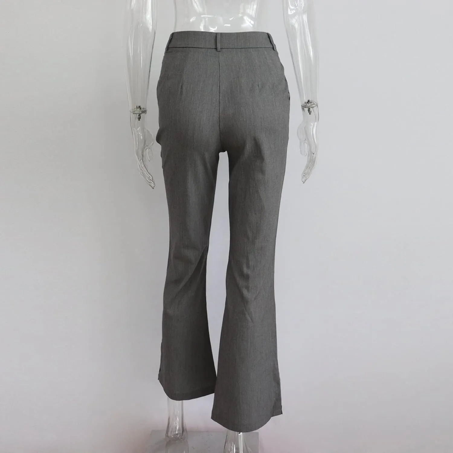Office Flare Pants for Women Classic Formal Solid Ribbed Wide Leg High Waist Trousers Fashion Curvy Work Dressy Bootcut Pants