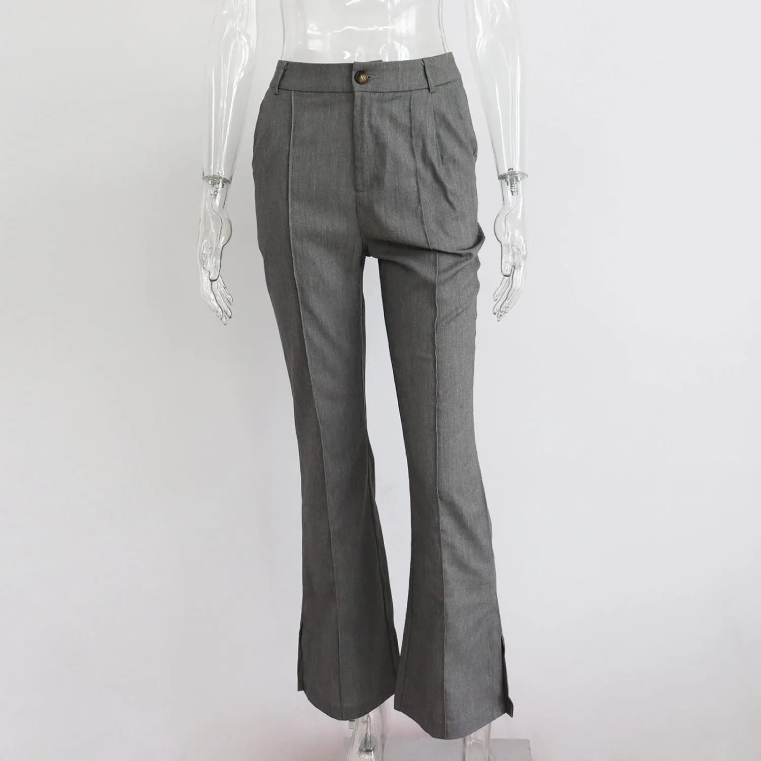 Office Flare Pants for Women Classic Formal Solid Ribbed Wide Leg High Waist Trousers Fashion Curvy Work Dressy Bootcut Pants