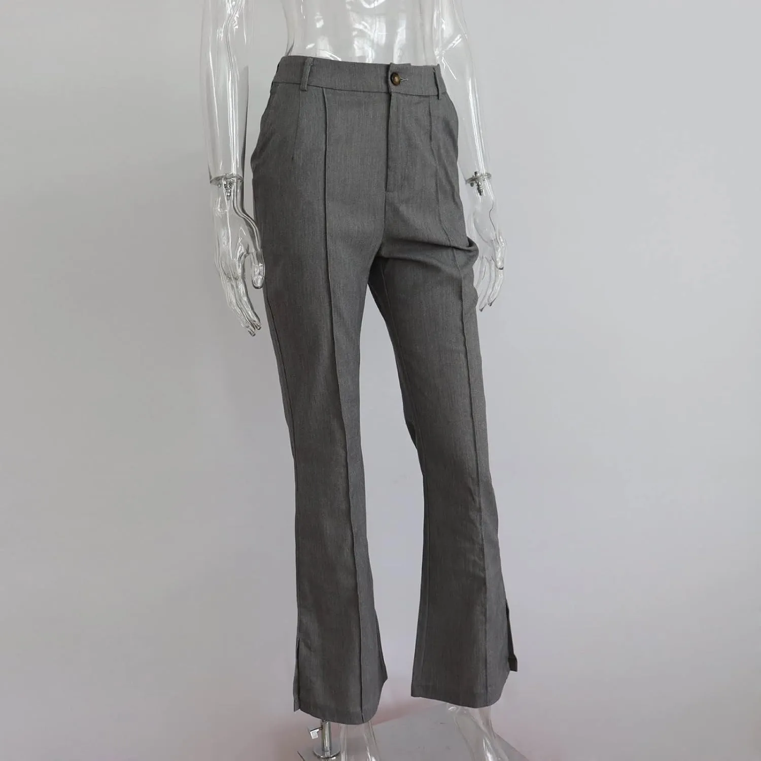 Office Flare Pants for Women Classic Formal Solid Ribbed Wide Leg High Waist Trousers Fashion Curvy Work Dressy Bootcut Pants