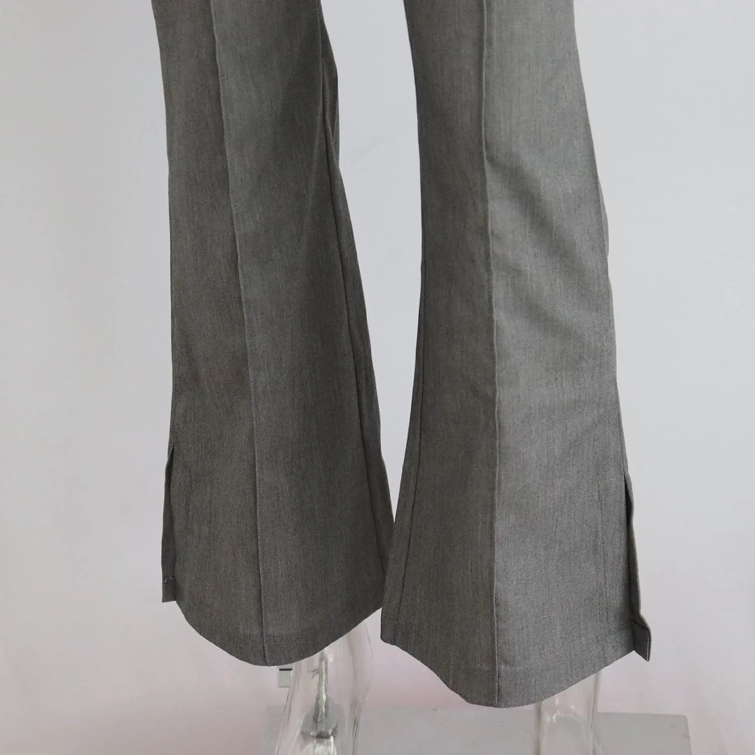Office Flare Pants for Women Classic Formal Solid Ribbed Wide Leg High Waist Trousers Fashion Curvy Work Dressy Bootcut Pants