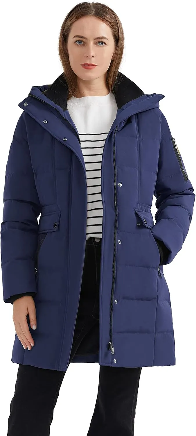 Orolay Women's Hooded Winter Down Coat Quilted Mid Length Puffer Jacket
