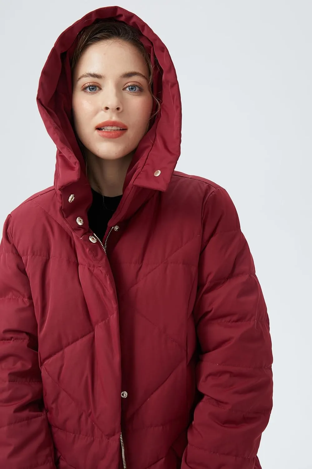 Orolay Women's Puffer Down Coat Winter Maxi Jacket with Hood