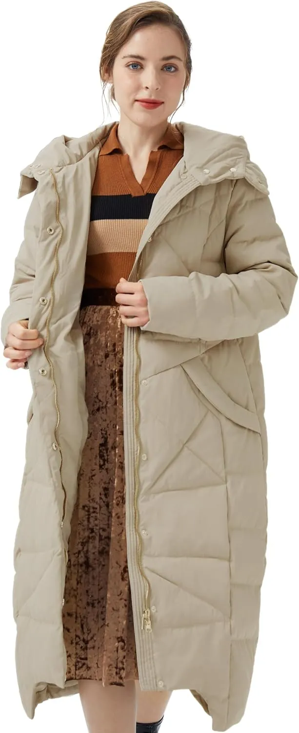 Orolay Women's Puffer Down Coat Winter Maxi Jacket with Hood