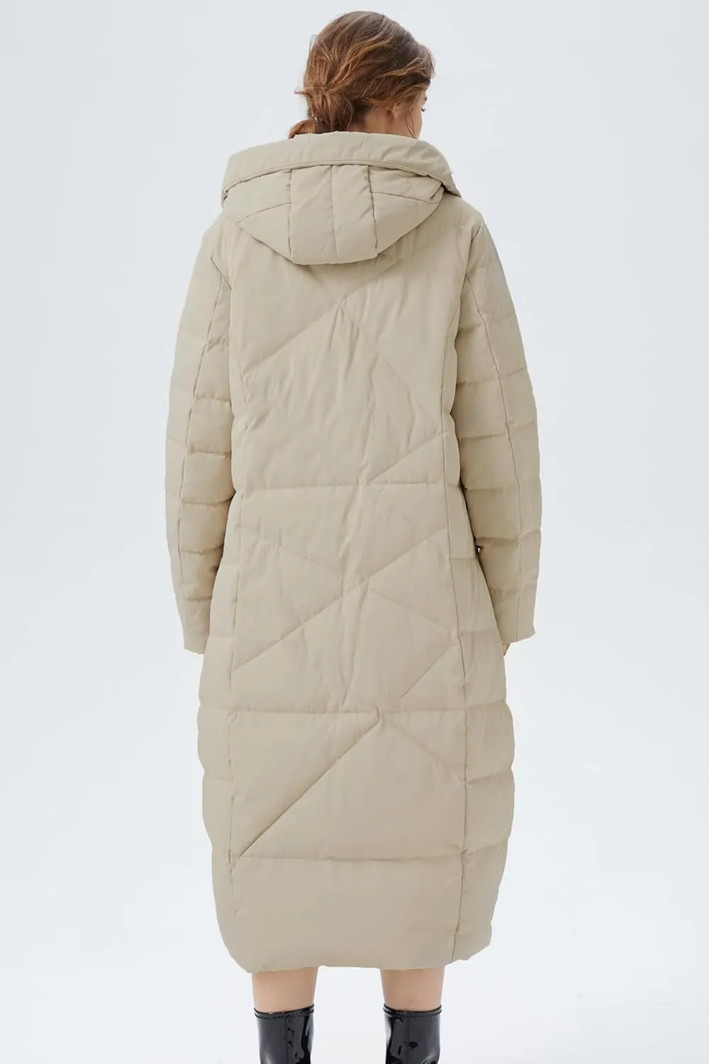 Orolay Women's Puffer Down Coat Winter Maxi Jacket with Hood