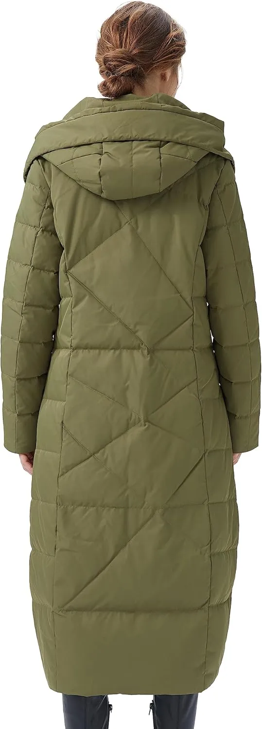 Orolay Women's Puffer Down Coat Winter Maxi Jacket with Hood