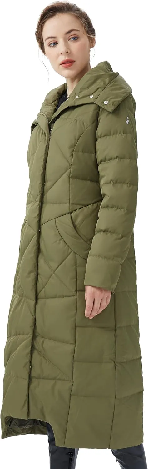 Orolay Women's Puffer Down Coat Winter Maxi Jacket with Hood