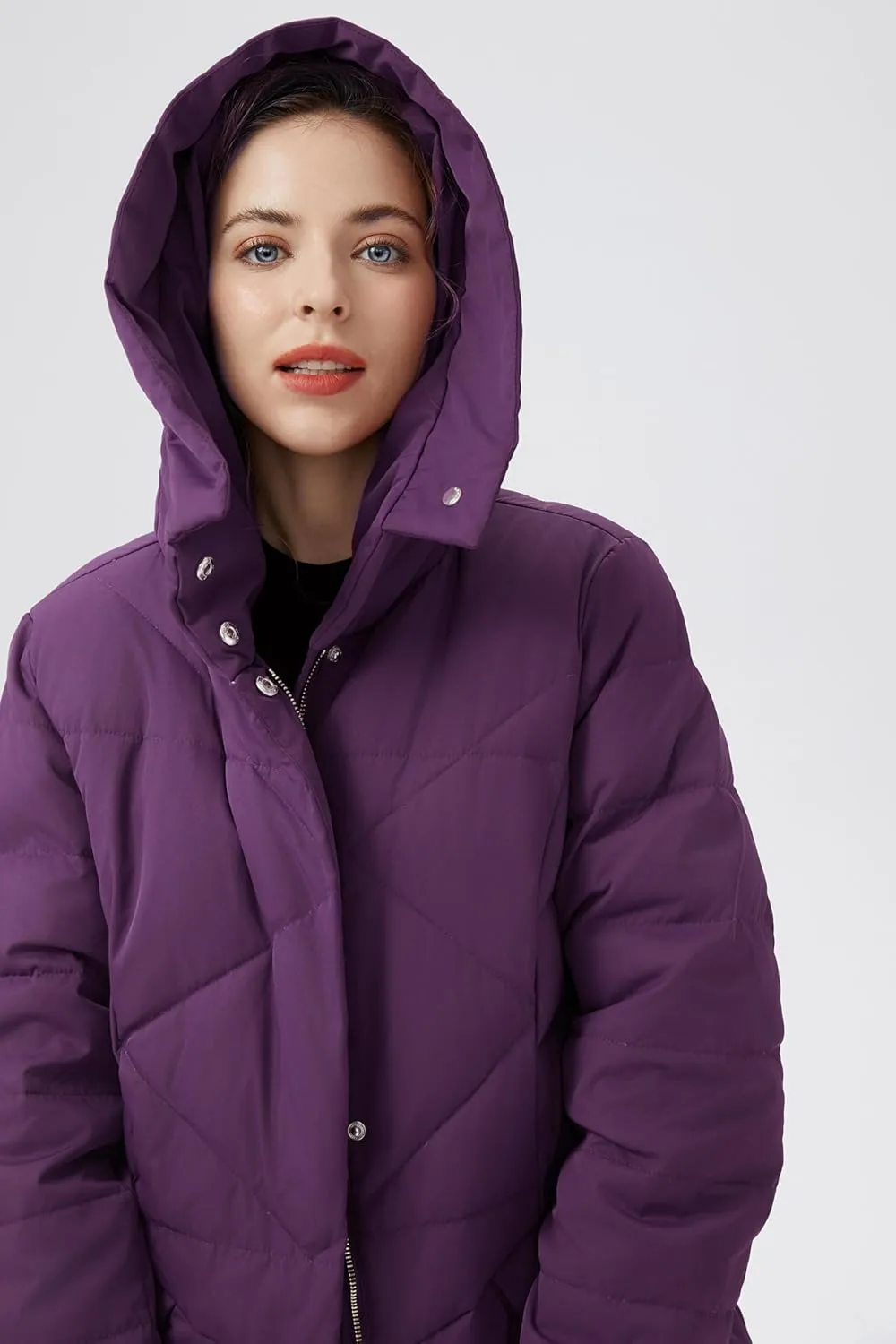 Orolay Women's Puffer Down Coat Winter Maxi Jacket with Hood