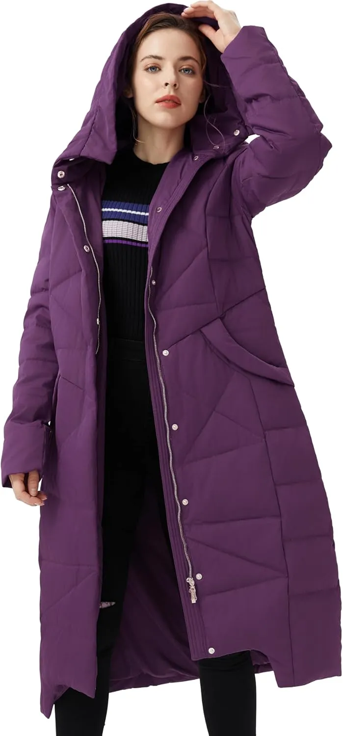 Orolay Women's Puffer Down Coat Winter Maxi Jacket with Hood