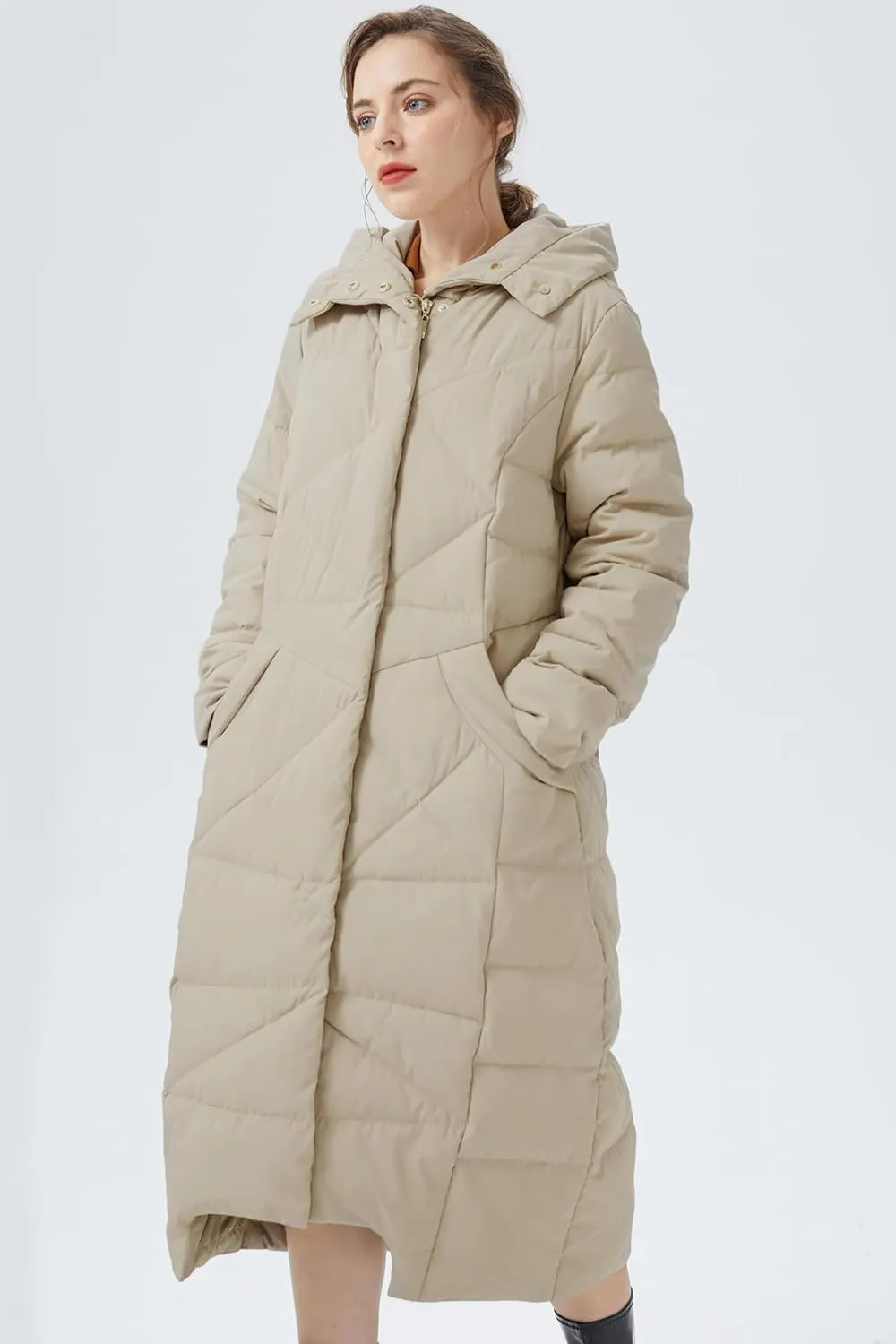 Orolay Women's Puffer Down Coat Winter Maxi Jacket with Hood