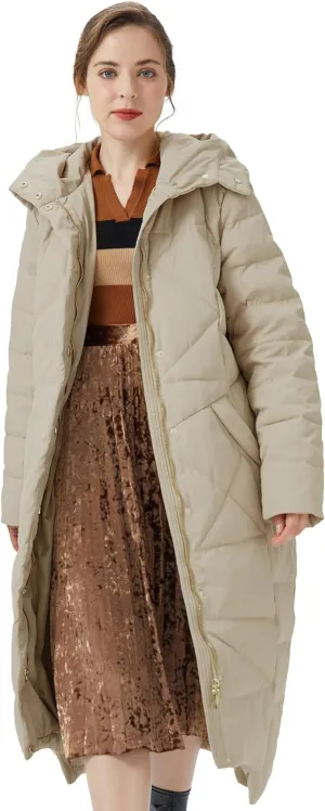 Orolay Women's Puffer Down Coat Winter Maxi Jacket with Hood