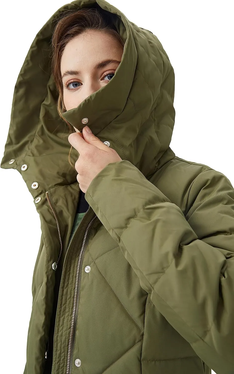 Orolay Women's Puffer Down Coat Winter Maxi Jacket with Hood