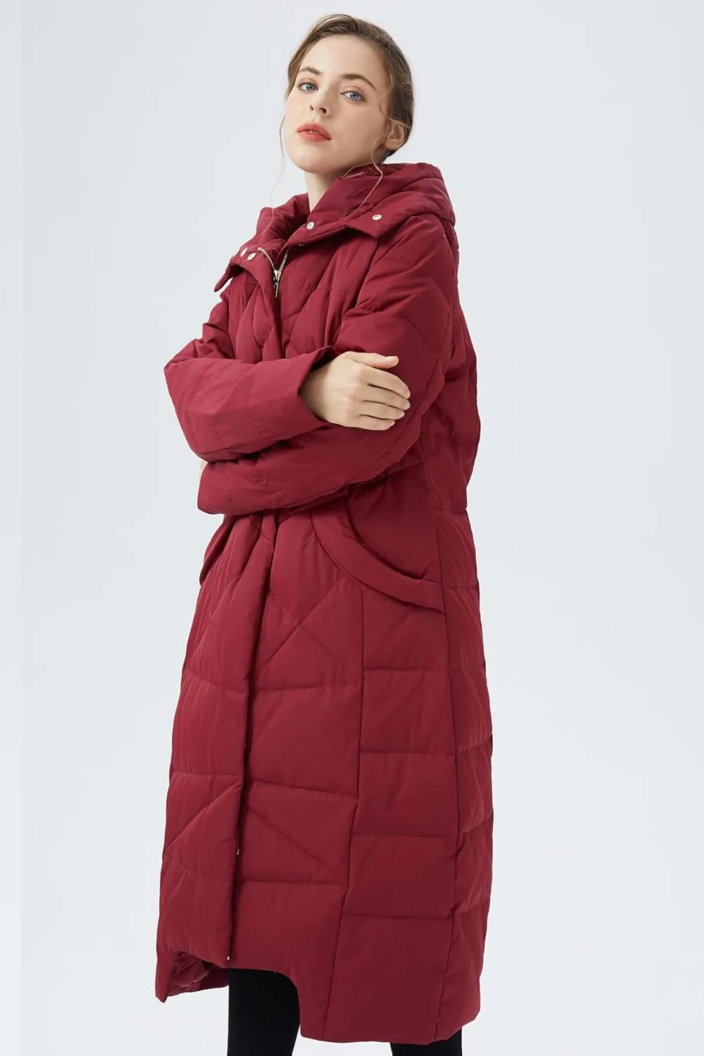 Orolay Women's Puffer Down Coat Winter Maxi Jacket with Hood