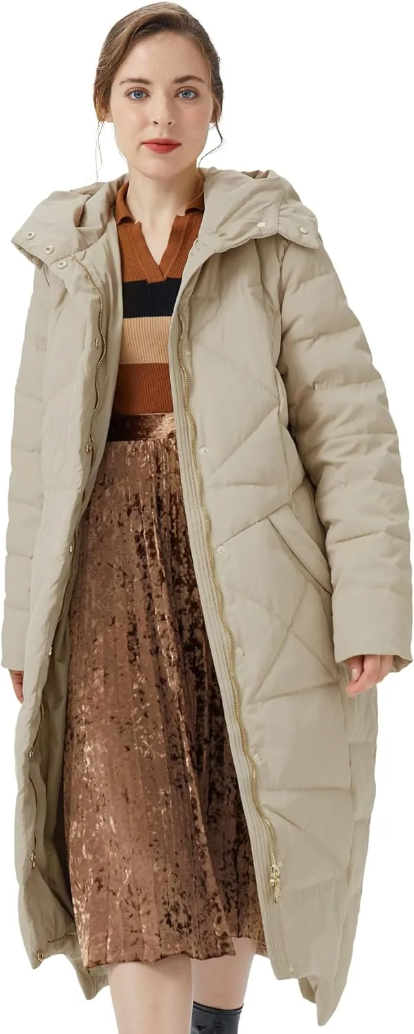 Orolay Women's Puffer Down Coat Winter Maxi Jacket with Hood