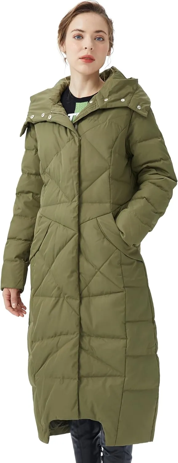 Orolay Women's Puffer Down Coat Winter Maxi Jacket with Hood