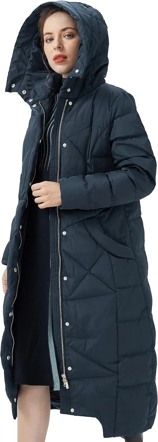 Orolay Women's Puffer Down Coat Winter Maxi Jacket with Hood