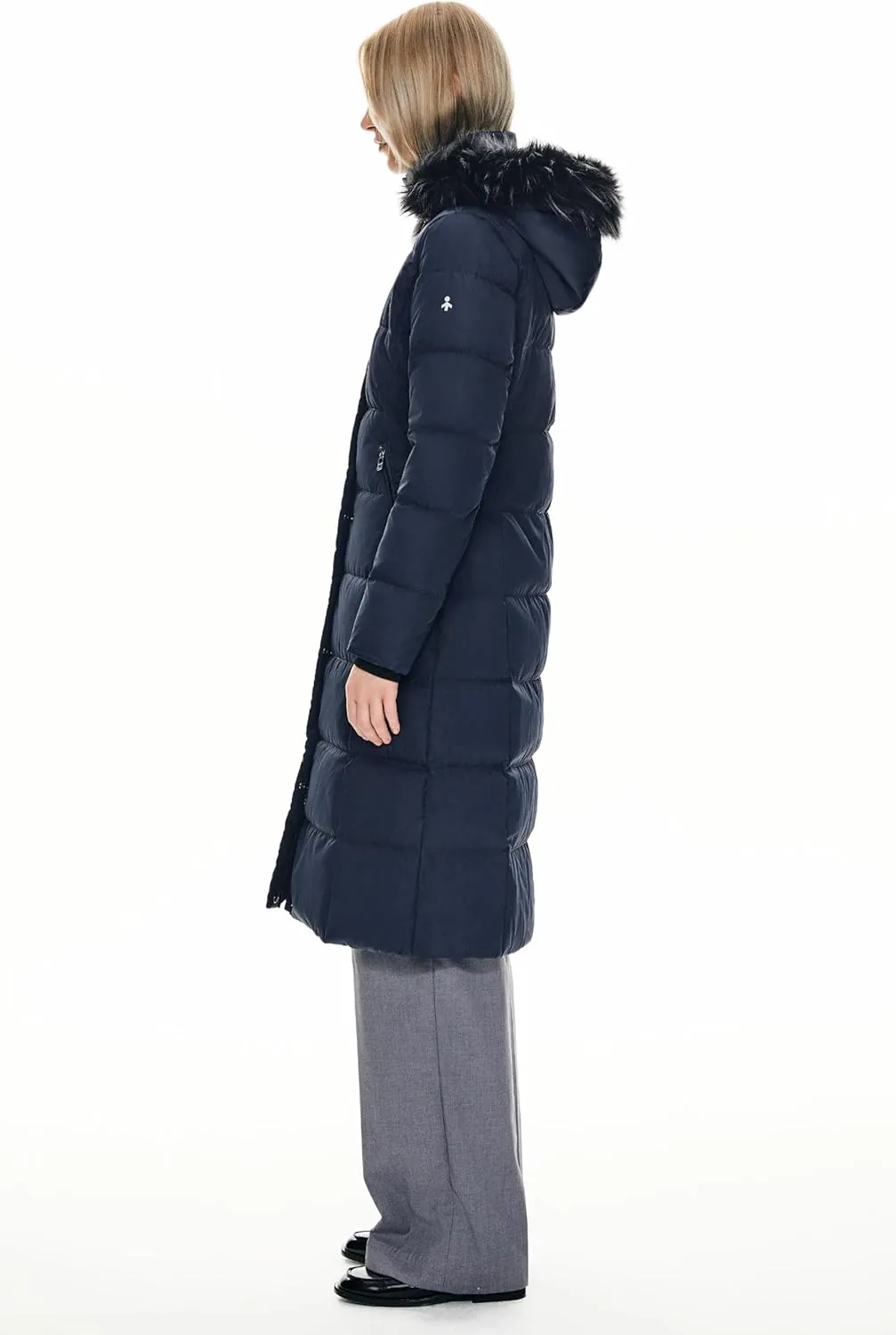Orolay Women's Quilted Down Jacket Winter Long Coat Hooded Stand Collar Parka