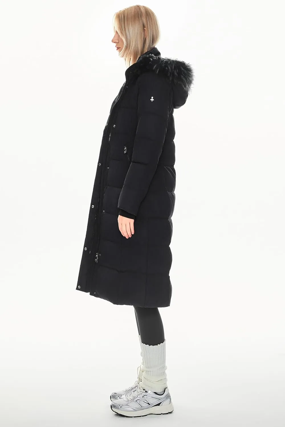 Orolay Women's Quilted Down Jacket Winter Long Coat Hooded Stand Collar Parka