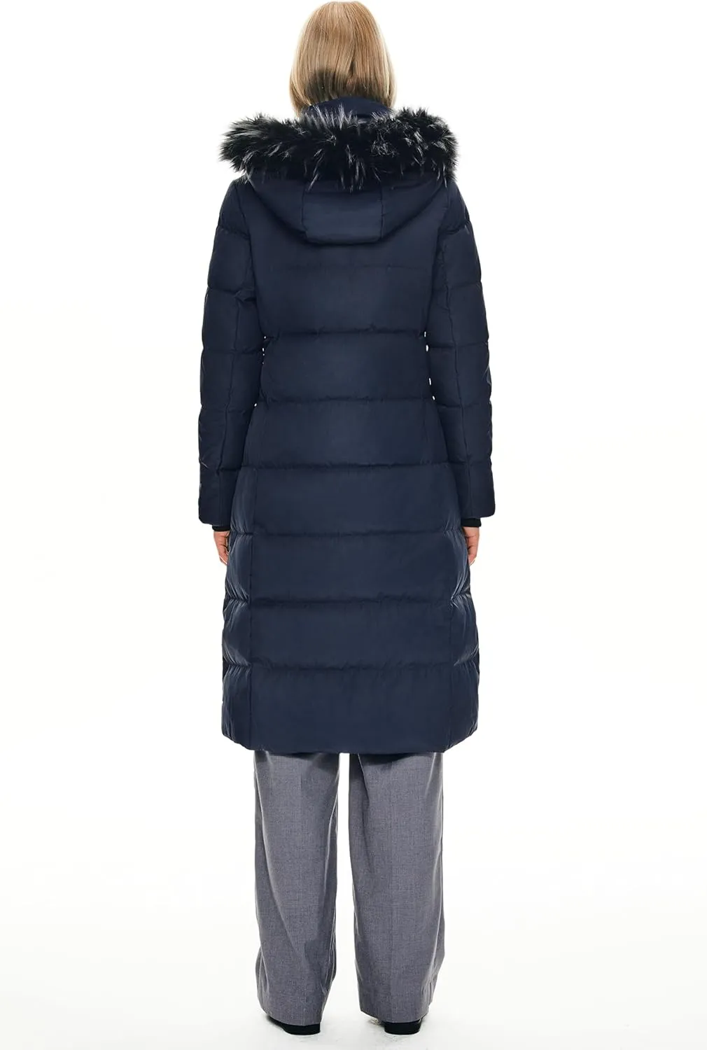Orolay Women's Quilted Down Jacket Winter Long Coat Hooded Stand Collar Parka