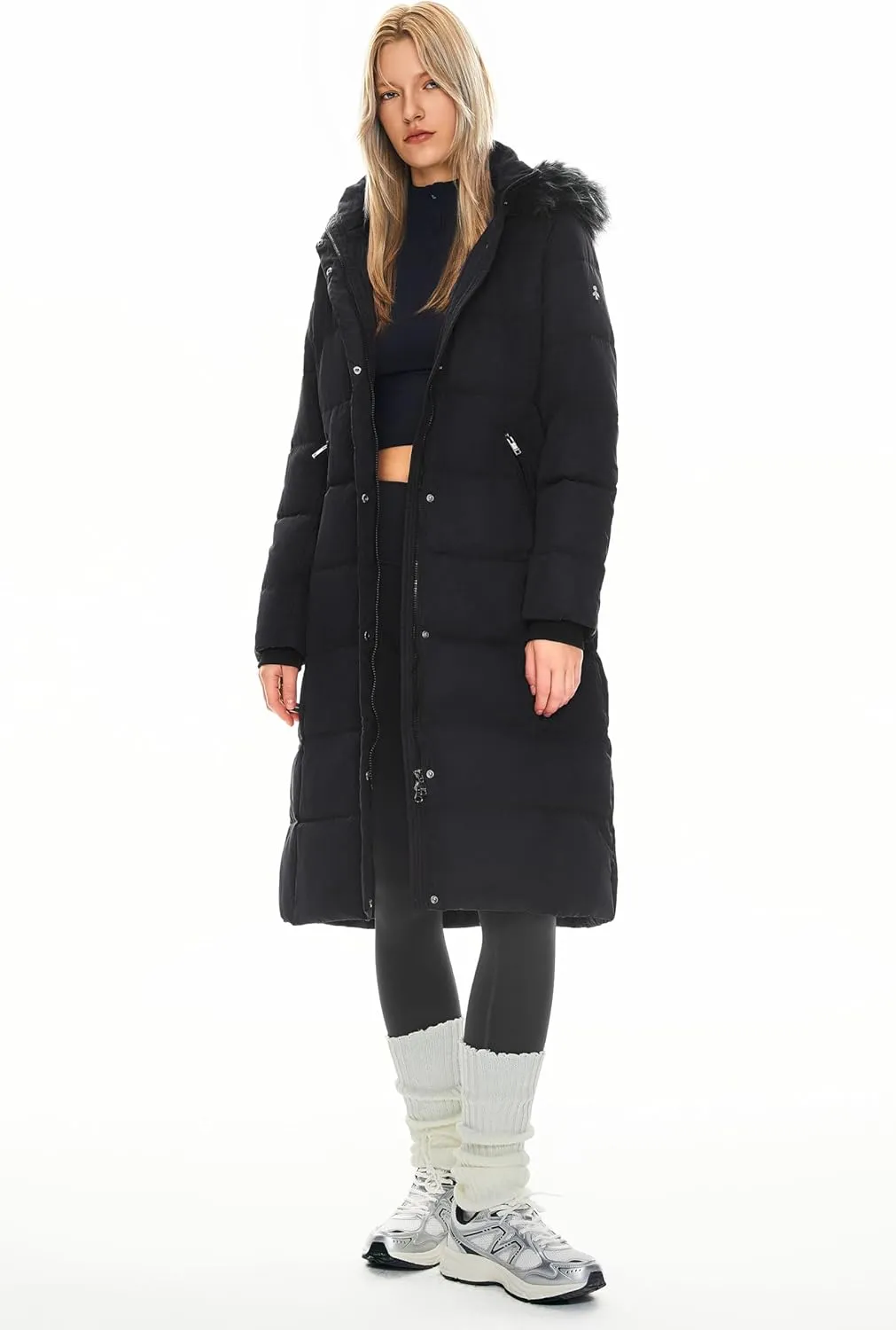 Orolay Women's Quilted Down Jacket Winter Long Coat Hooded Stand Collar Parka