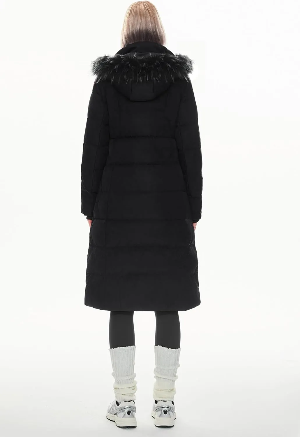 Orolay Women's Quilted Down Jacket Winter Long Coat Hooded Stand Collar Parka