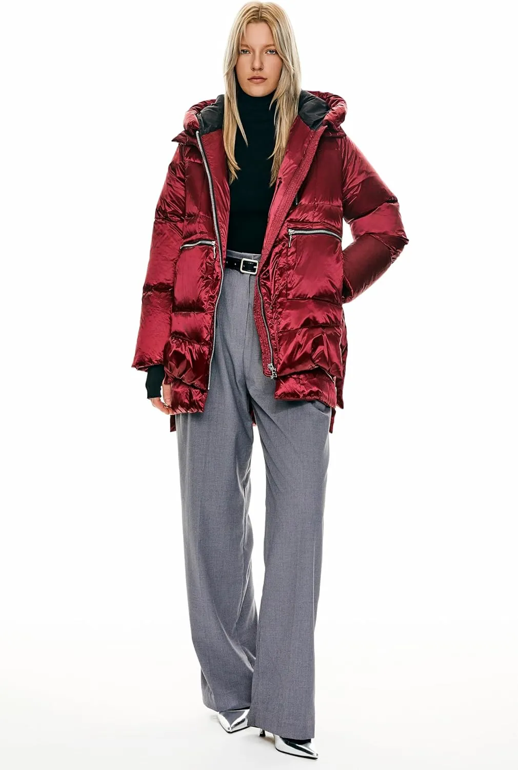Orolay Women's Thickened Hooded Down Jacket  Winter Shiny Puffer Jacket with RDS Down Filling