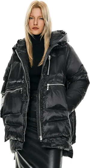 Orolay Women's Thickened Hooded Down Jacket  Winter Shiny Puffer Jacket with RDS Down Filling