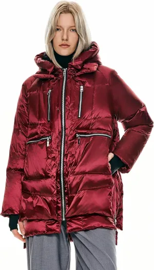 Orolay Women's Thickened Hooded Down Jacket  Winter Shiny Puffer Jacket with RDS Down Filling