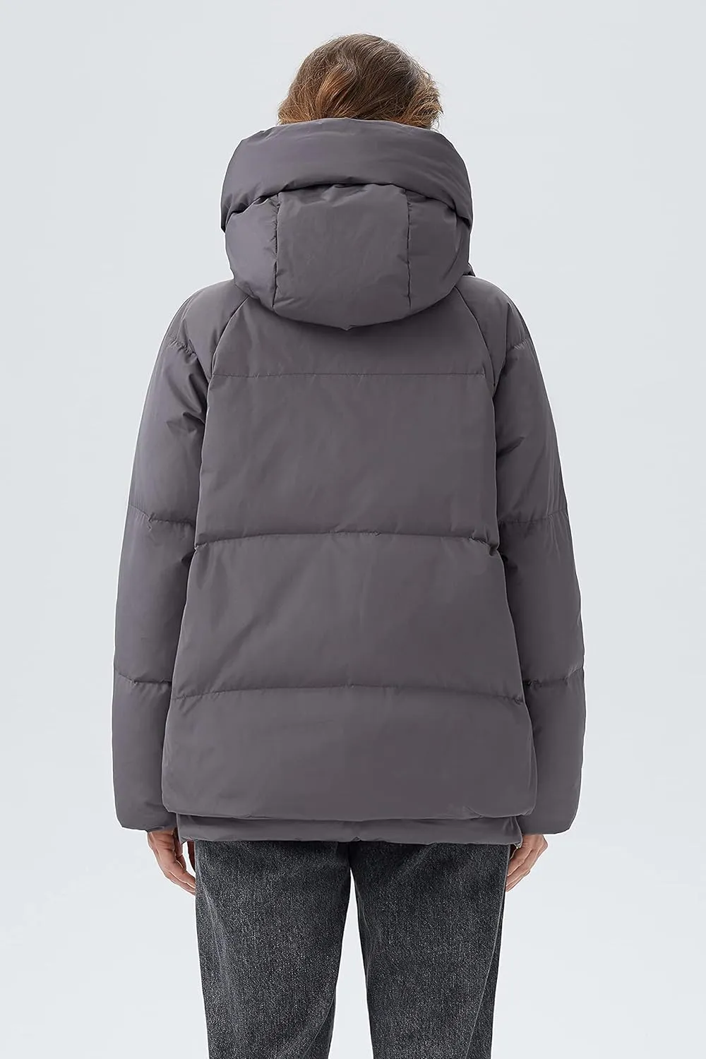 Orolay Women's Winter Short Down Coat Multi-Pockets Puffer Jacket with Hood