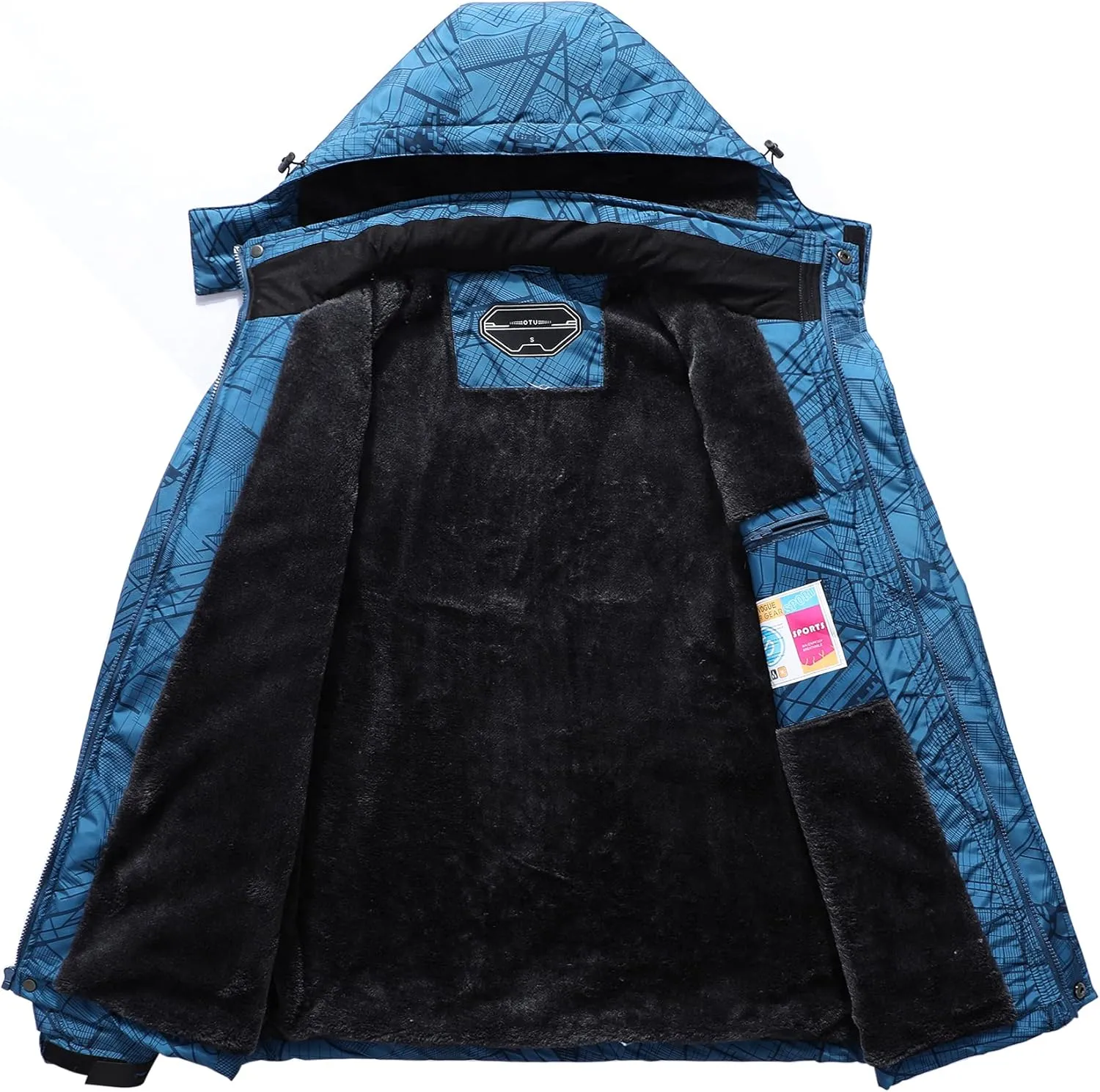 OTU Men's Waterproof Ski Jacket Snowboarding Windbreaker Warm Winter Hooded Mountain Snow Coat
