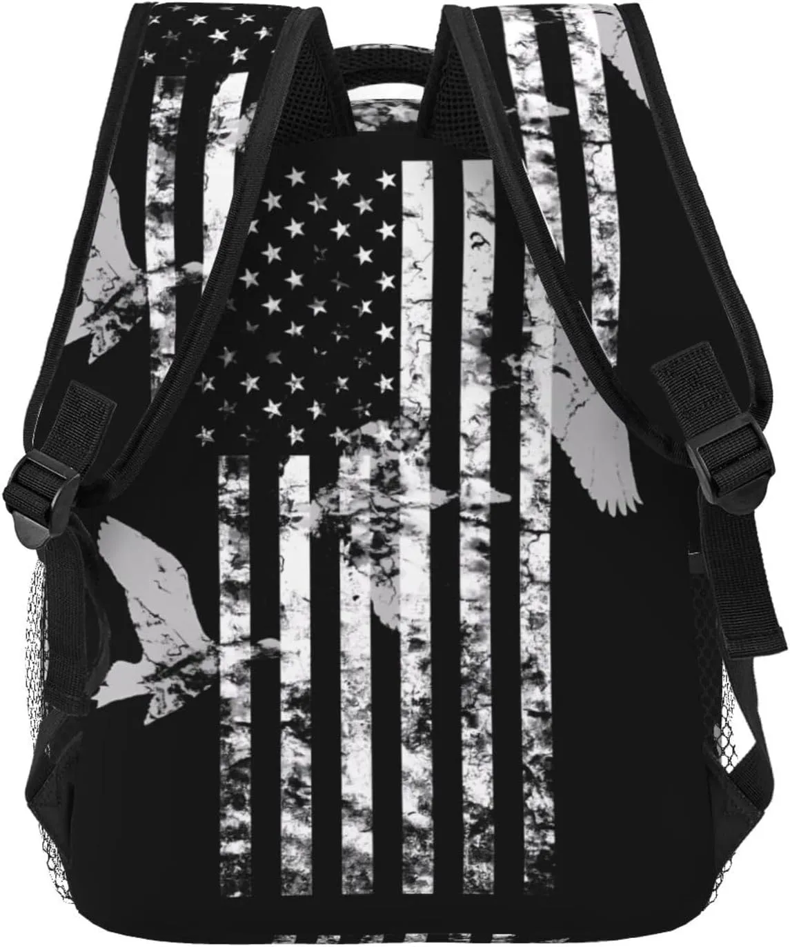 Patriotic American Flag Duck Hunting Backpack Casual Pack Bag Laptop Backpack With Side Pocket Front Zipper Pocket Bookpack Travel Daypack Picnic Rucksack