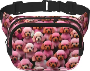 Pink Poodles Dogs print Womens Fanny Pack Everyday Hip Pouch Waist Bag for Travel Outdoor Running Hunting for Adult