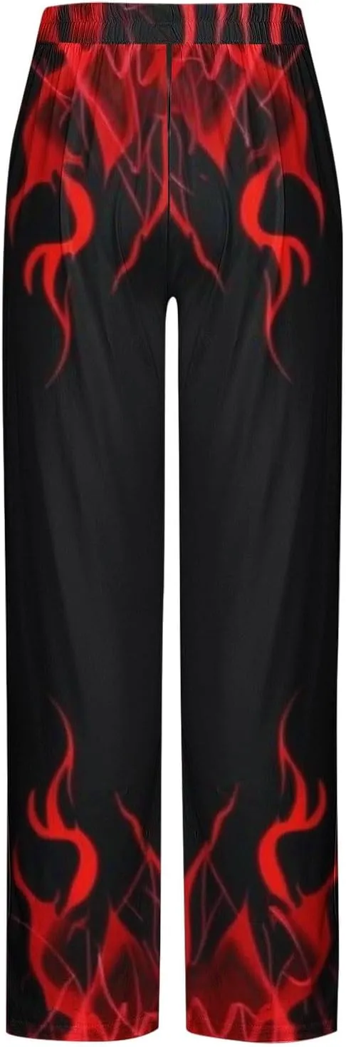Plaid Mens Casual Pants Fashion Print Trousers Baggy Lightweight Pajama Pants Straight Leg Soft Loungewear Pant