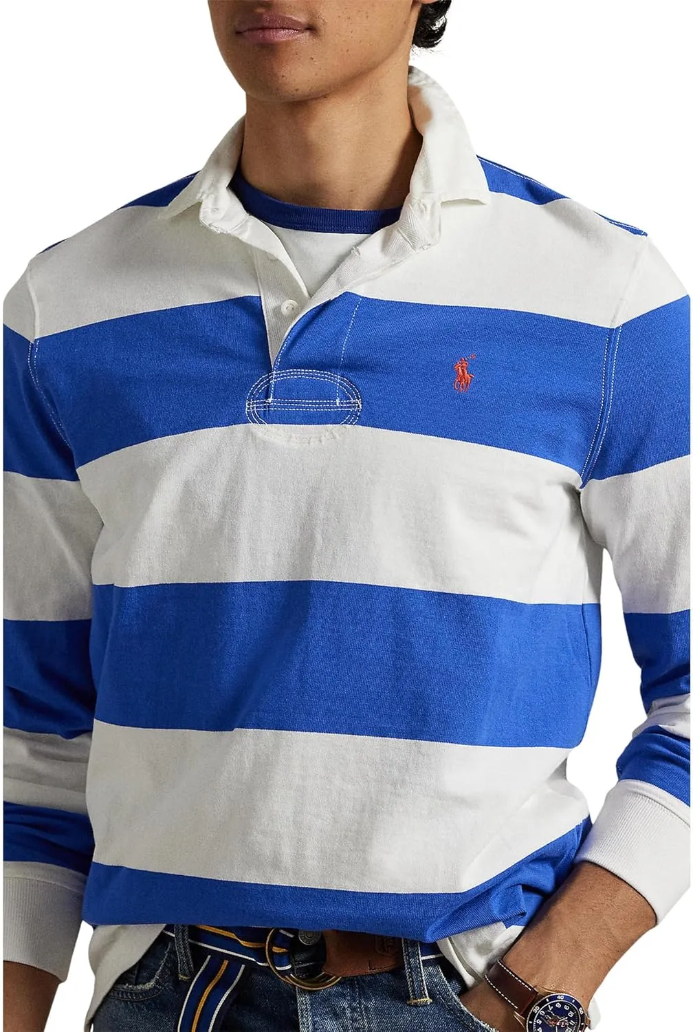 POLO RALPH LAUREN Men's Classic Fit Striped Jersey Rugby Shirt