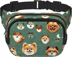 Pomeranians Pattern print Womens Fanny Pack Everyday Hip Pouch Waist Bag for Travel Outdoor Running Hunting for Adult