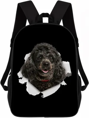 Poodle Backpack Daypack Lovely Dog Print Bookbag Laptop Bag For Work Travel Hiking 17 Inch Black Lightweight Style 1