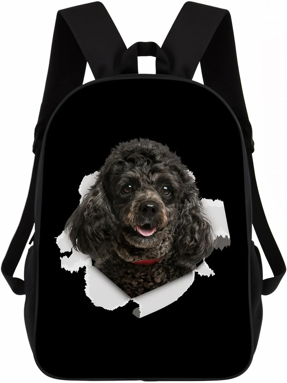 Poodle Backpack Daypack Lovely Dog Print Bookbag Laptop Bag For Work Travel Hiking 17 Inch Black Lightweight Style 1