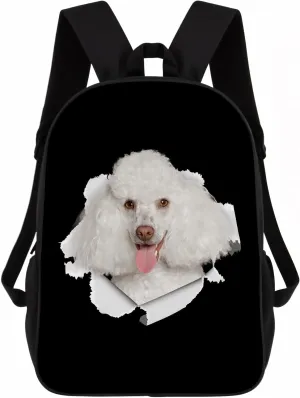 Poodle Backpack Daypack Lovely Dog Print Bookbag Laptop Bag For Work Travel Hiking 17 Inch Black Lightweight Style 2