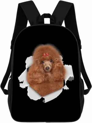 Poodle Backpack Daypack Lovely Dog Print Bookbag Laptop Bag For Work Travel Hiking 17 Inch Black Lightweight Style 3
