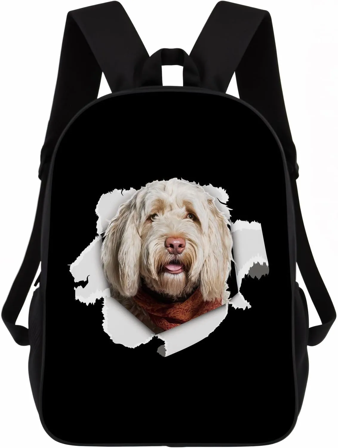 Portuguese Water Dog Backpack Daypack Lovely Dog Print Bookbag Laptop Bag For Work Travel Hiking 17 Inch Black Lightweight Style 1