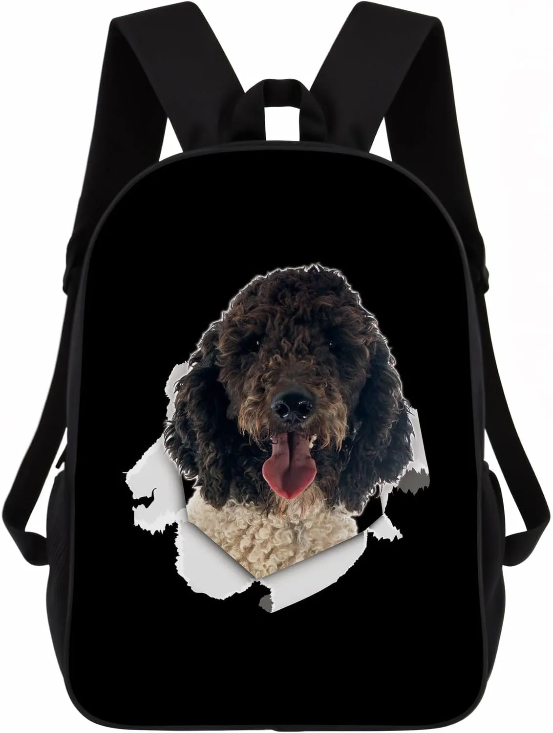 Portuguese Water Dog Backpack Daypack Lovely Dog Print Bookbag Laptop Bag For Work Travel Hiking 17 Inch Black Lightweight Style 2