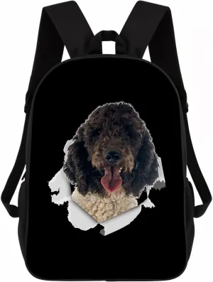 Portuguese Water Dog Backpack Daypack Lovely Dog Print Bookbag Laptop Bag For Work Travel Hiking 17 Inch Black Lightweight Style 2
