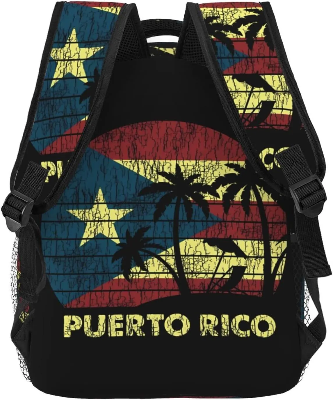 Puerto Rico Palm Trees Boricua Pride Backpack Casual Pack Bag Laptop Backpack With Side Pocket Front Zipper Pocket Bookpack Travel Daypack Picnic Rucksack