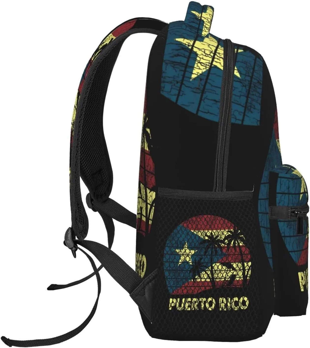 Puerto Rico Palm Trees Boricua Pride Backpack Casual Pack Bag Laptop Backpack With Side Pocket Front Zipper Pocket Bookpack Travel Daypack Picnic Rucksack