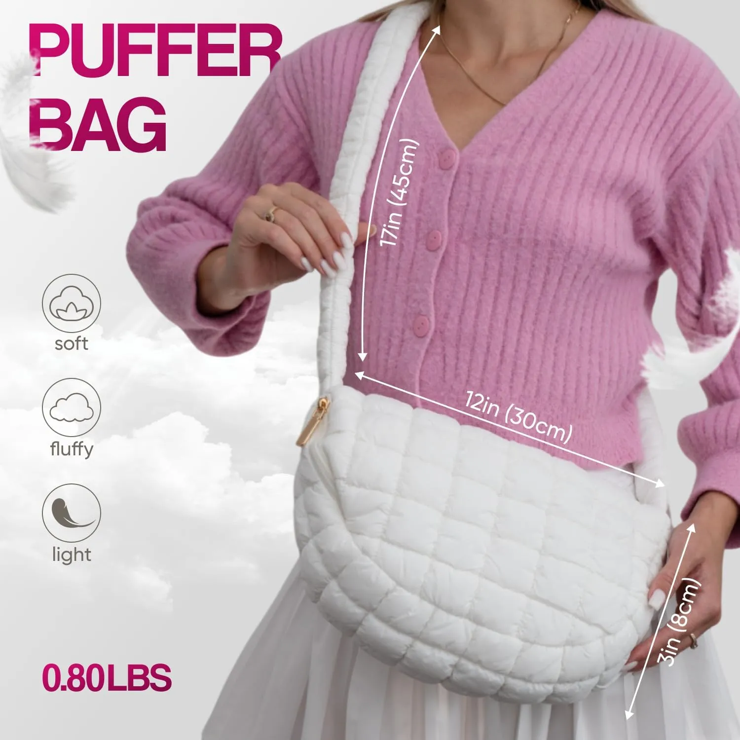 Puffer Tote Bag Shoulder Bag for Women Crossbody Nylon Quilted Puff Tote Bag Hobo Handbag Lightweight