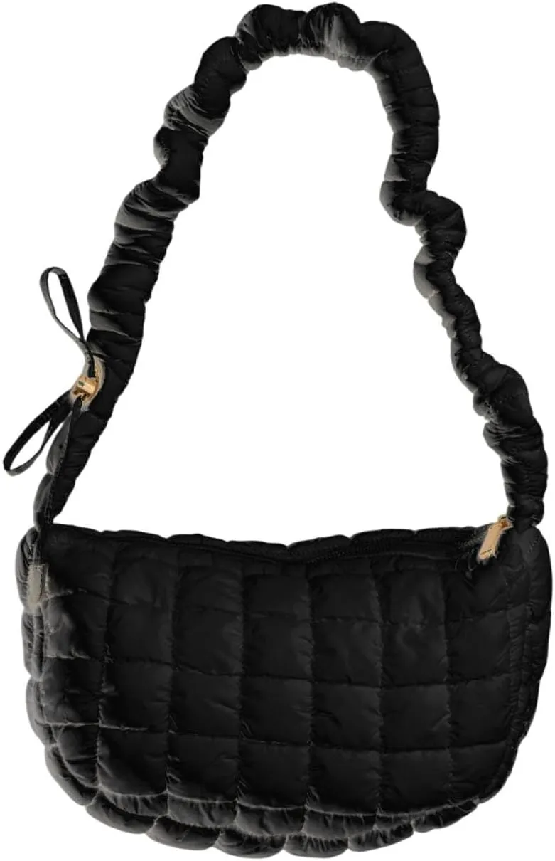 Puffer Tote Bag Shoulder Bag for Women Crossbody Nylon Quilted Puff Tote Bag Hobo Handbag Lightweight